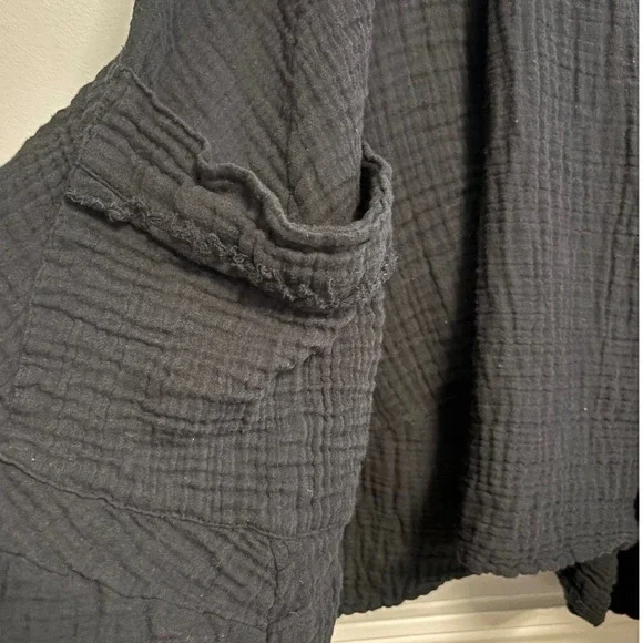 Free People Black Double Gauze 100% Cotton Oversized Tank Top with Pockets XS - Picture 7 of 9